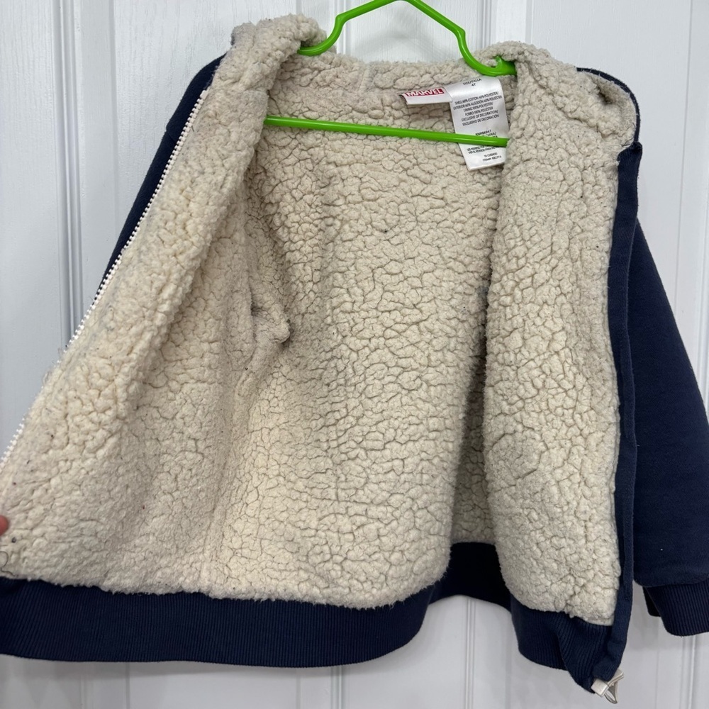 Navy & Cream Marvel Sherpa-Lined Zip Hoodie | Kids 4T - Picture 5 of 9